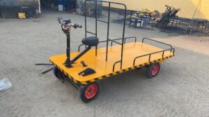 Electric Flatbed Trolley Cart Cargo Push Truck Transporter Four-wheel Truck